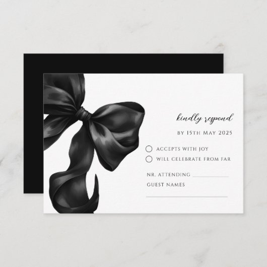 Black Bow RSVP Response Card (Devant / Derrière)