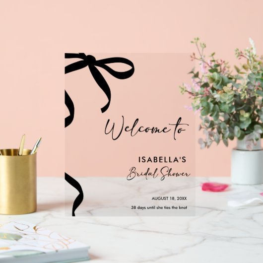 Black Bow She's Tying the Knot Fête des mariées (Mariage)