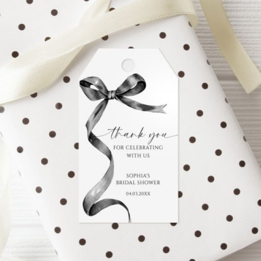 Black Bow Shower Favoriet Gift Label Cadeaulabel