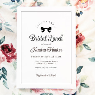 Black Bow Simple Elegant Bridal Shower Invitation