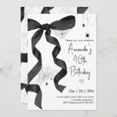 Black Bow Spider Web Coquette Halloween Verjaardag Kaart (Voorkant / Achterkant)