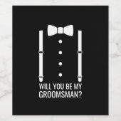 Black Bow Stropdas Groomsman Voorstel Wijn Etiket (Enkel label)
