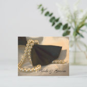 Black Bow Stropdas White Pearls Verloving Aankondi Aankondiging (Staand voorkant)