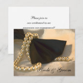 Black Bow Stropdas White Pearls Verloving Aankondi Aankondiging (Voorkant / Achterkant)