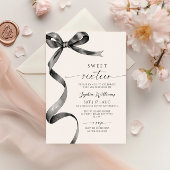 Black Bow Sweet 16 verjaardagsuitnodiging Kaart