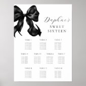 Black Bow Sweet Sixteen Seating Chart Poster (Voorkant)