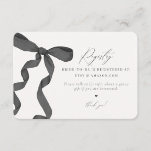 Black Bow Tying the Knot Registry Invite insert Informatiekaartje