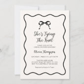 Black Bow Tying the Knot Vrijgezellenfeest Kaart (Voorkant)