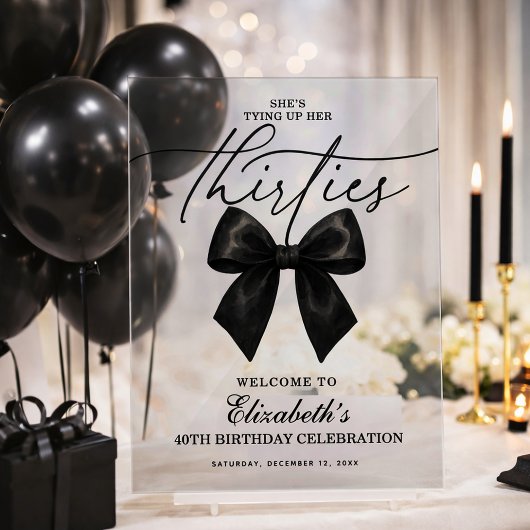 Black Bow Tying Up Her Thirties 40th Birthday
