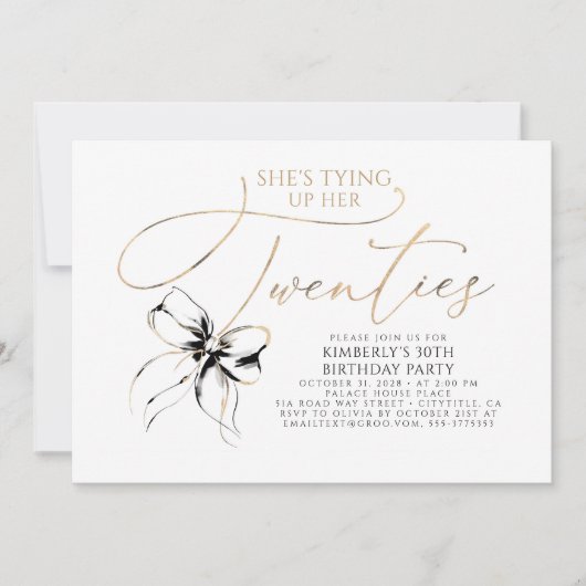Black Bow Tying up Her Twenties 30th Birthday  Kaart (Voorkant)