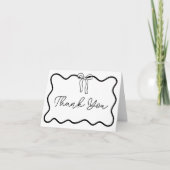 Black Bow Wavy Script Coquette Merci Cartes (Devant)