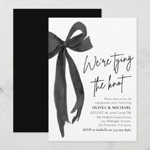 Black Bow We binden de knoop verlovingsfeest Kaart