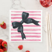 Black Bow with Pink White Stripe Birthday Servet (Insitu)