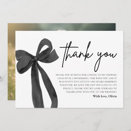 Black Bow Ze bindt de knoop aan de bedankkaart Kaart (Voorkant / Achterkant)