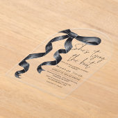 Black Bow Ze bindt het knoop Vrijgezellenfeest Acryl Uitnodigingen (Laagn)