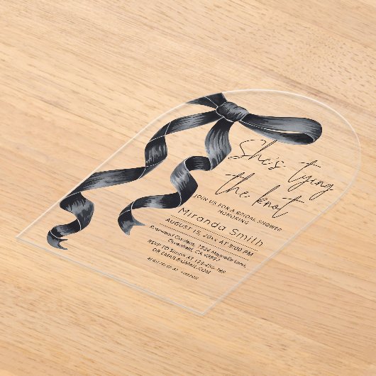 Black Bow Ze bindt het knoop Vrijgezellenfeest Acryl Uitnodigingen (Laagn)