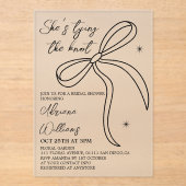 Black Bow Ze bindt het knoop Vrijgezellenfeest Acryl Uitnodigingen (Voorkant)