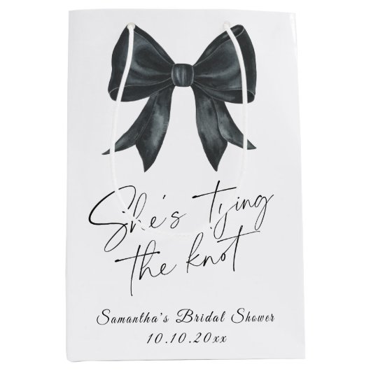 Black Bow Ze bindt het knoop Vrijgezellenfeest Medium Cadeauzakje (Voorkant)