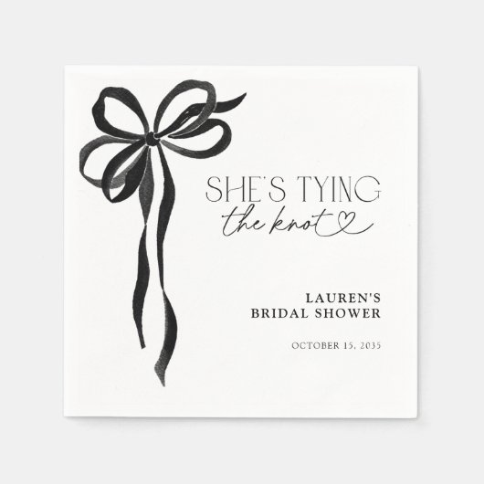 Black Bow Ze bindt het knoop Vrijgezellenfeest Servet (Voorkant)