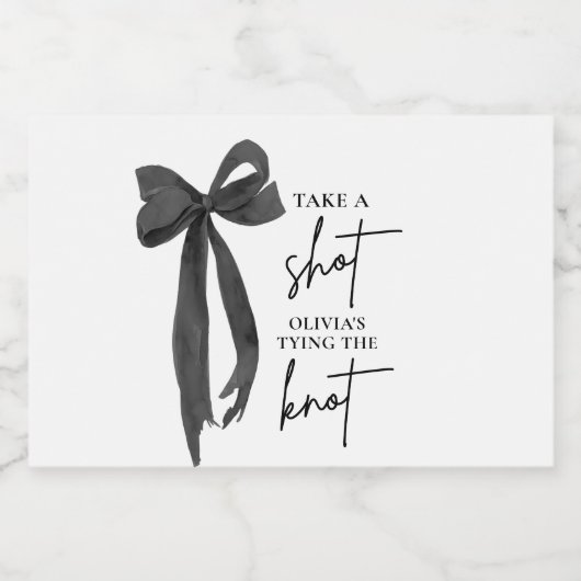 Black Bow Ze is de knoop Vrijgezellenfeest Likeurfles Etiket (Enkel label)