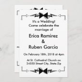 Black Bowtie elektronische bruiloft Kaart (Voorkant / Achterkant)