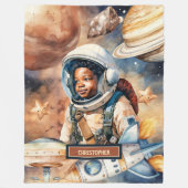 Black Boy Astronaut Deken Waterverf Space Gift (Voorkant)
