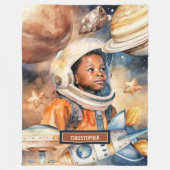 Black Boy Astronaut Room Decor Waterverf Deken (Voorkant)