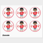 Black Boy Happy Valentine's Day Ronde Sticker (Vel)