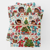 Black Boy Holiday Joy Gift Wrapping Inpakpapier Vel (In situ)