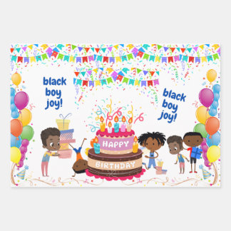 Black Boy Joy Verjaardag Inpakpapier Vel