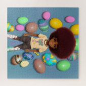 Black Boy Melanin Bruh Easter Hunt Basket Legpuzzel (Horizontaal)