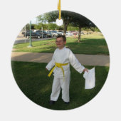 Black Boy's Karate Kerstversiering Keramisch Ornament (Achterkant)