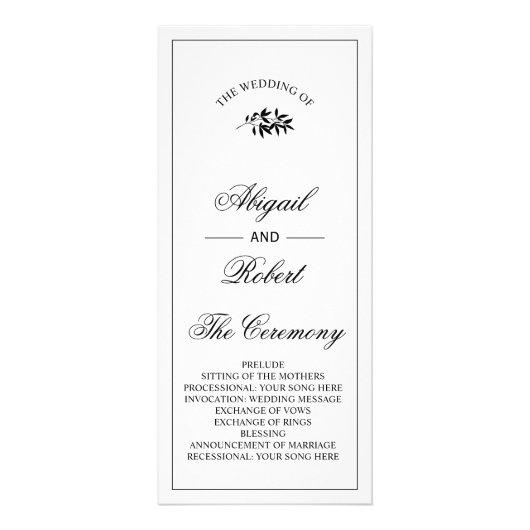 Black branch Old Money wedding program Reclamekaart (Voorkant)