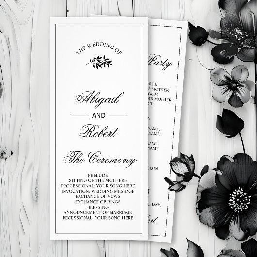 Black branch Old Money wedding program Reclamekaart