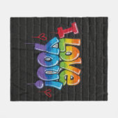 Black Brick Wall with Graffiti “I Love You!” Fleece Deken (Voorkant (Horizontaal))