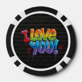 Black Brick Wall with Graffiti “I Love You!” Poker Chips (Achterkant)
