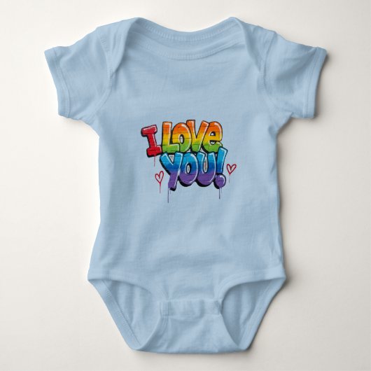 Black Brick Wall with Graffiti “I Love You!” Romper (Voorkant)