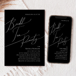 Black Bridal Tea Party van het miniatuurscript Kaart