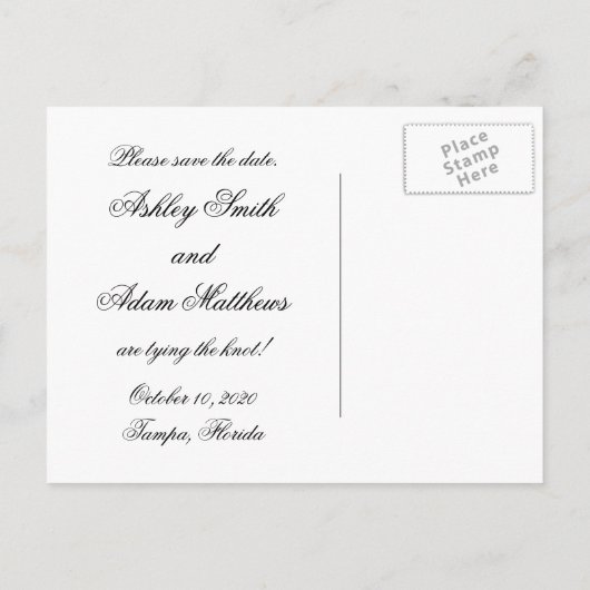 Black Bride and Groom Silhouette Bewaar de datum Aankondigingskaart (Achterkant)