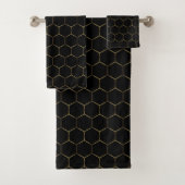 Black Bronze Honeycomb Hexagon Pattern Chic Manly Bad Handdoek (Insitu)