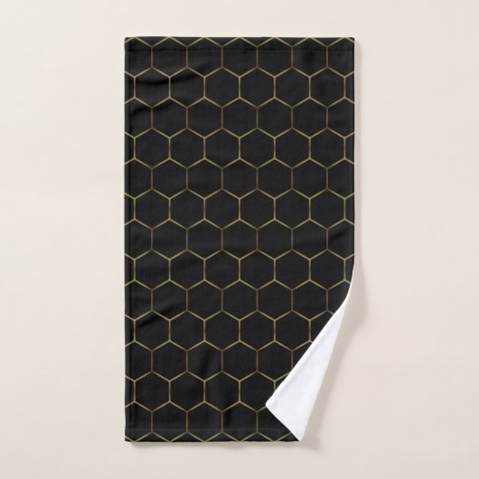 Black Bronze Honeycomb Hexagon Pattern Chic Manly Bad Handdoek (Handdoek)
