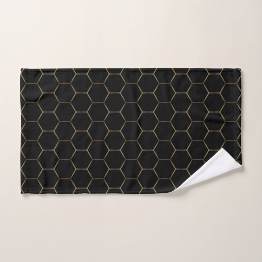 Black Bronze Honeycomb Hexagon Pattern Chic Manly Bad Handdoek (Handdoek)