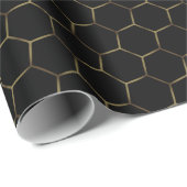 Black Bronze Honeycomb Hexagon Pattern Chic Manly Cadeaupapier (Rol Hoek)
