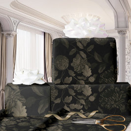 Black Bronze Ombre Modern Floral Toile Cadeaupapier