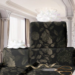 Black Bronze Ombre Modern Floral Toile Cadeaupapier