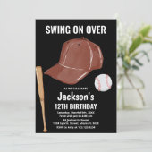 Black Brown Baseball Invitations Anniversaire (Debout devant)