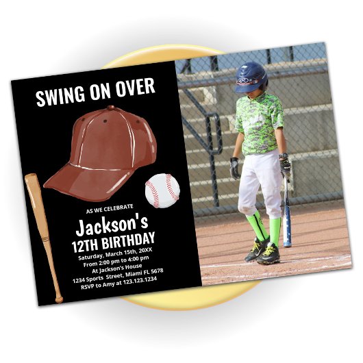 Black Brown Baseball Invitations Anniversaire avec