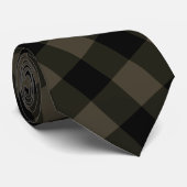 Black Brown Check Stropdas (Opgerold)