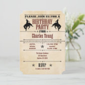 Black Brown Cowboy Birthday Uitnodiging (Staand voorkant)