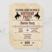 Black Brown Cowboy Birthday Uitnodiging (Voorkant / Achterkant)